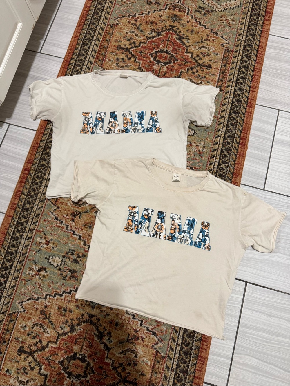 Mama Floral Graphic Kids Tee - Cream